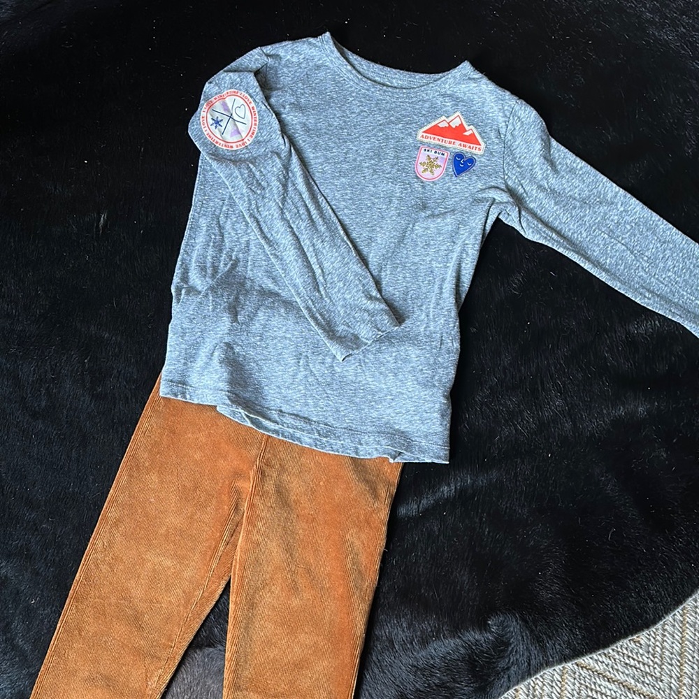 Girls Crewcuts Shirt & Corduroy Leggings.